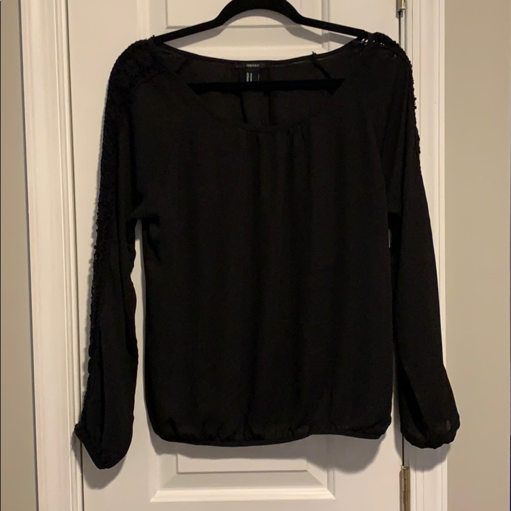 Black Blouse Floral Detail